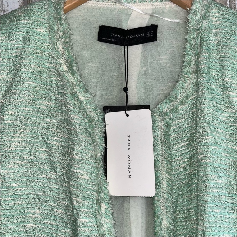 NWT Zara Fantasy Tweed Boucle Mint Button Blazer Rare - Picture 8 of 9